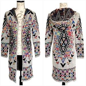 Northern Angel long Cardigan Aztec Rainbow Duster